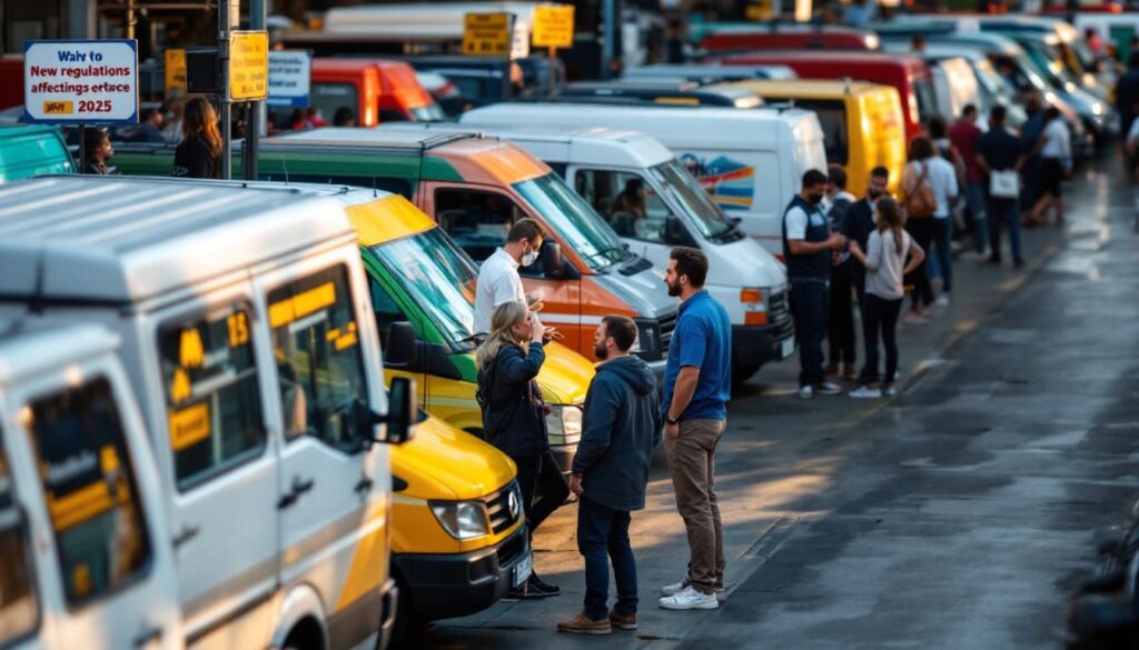 fila de personas esperando cerca de coches estacionados en un area urbana