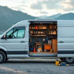 vanlife en la naturaleza con furgoneta transformada en cafeteria