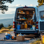 furgoneta de trabajo con productos de limpieza