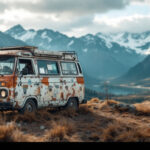 A photograph of a used van parked in a scenic location