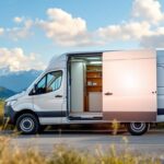 A photograph of a compact used isothermal van parked in a scenic outdoor setting